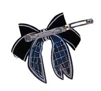 iplusmile Bowknot Hairpin Black Cloth Hair Clip for Female Versatile Hair Decoration Rhinestone Detail Suitable for Weddings and Parties 5.1x4.3x0.8 Inch