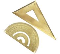 iplusmile Brass Triangle Ruler and Precision Scale Protractor Set, Multifunctional Geometric Drawing Tools for Students and Drafting, 2pcs Angle Measuring Kit for Office and School Use