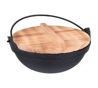 iplusmile Cast Iron Sukiyaki Hanging Pot Black Portable Camp Cookware