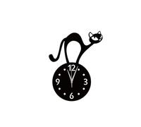 iplusmile Cat Non-Ticking Wall Clock Decorative Sticker with Mirror Surface Kitten Design for Living Room Black Cat Wall Art