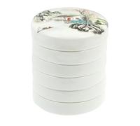 iplusmile Ceramic 5-Layer Stackable Round Palette with Lid for Watercolor and Gouache Painting, Large Porcelain Paint Mixing Tray for Traditional Chinese Art and Craft Storage