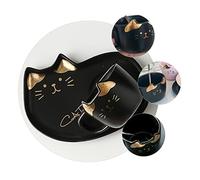 iplusmile Ceramic Cat Coffee Cup and Saucer Black Adorable Milk Mug for Home Cafe Restaurants Stylish Women