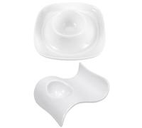 iplusmile Ceramic Egg Cups 2pcs Set with Wave Pattern and Square Egg Holder for Kitchen Dining Use