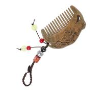 iplusmile Chinese Comb Keychain Mini Travel Size Comb Carved Lotus Fish Pattern Vintage Sandalwood Portable Design Woven Hanging Cord for Home Salon Use and Travel