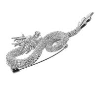 iplusmile Chinese Style Dragon Brooch Pin Vivid Image and Detailed Workmanship, Copper Material, Silver Colour, Zodiac Pattern Design the Year the Dragon, Suitable for Banquets