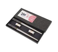 iplusmile Chopstick Set with Compact Holder and Rest Corrosion Resistant Multi Function Tableware for Asian Dining Sushi Hot Pot Korean BBQ with Elegant Black and Silver Design
