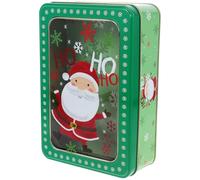 iplusmile Christmas Themed Box Window Biscuit Tin Metal Candy Storage Box for Christmas Decorations Empty Sugar Case for Baking Gifts