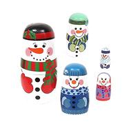 iplusmile Christmas Wooden Snowman Nesting Doll Handcrafted Russian Matryoshka for Home Decoration and Gift Box Storage Box