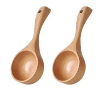 iplusmile Coffee Bean Spoons Wooden Rice Scoops 2 Pieces Practical Kitchen Ladles for Cooking and Serving (Log Color, 8.5 Inches)