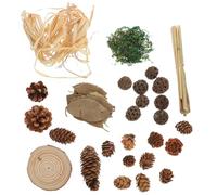 iplusmile Cone Design Wooden Props Set Retro Decorations and Pine Leaf Photo, Lifelike Style for Food Photography Background and Studio Use Store and Business Settings