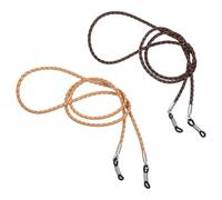 iplusmile Cowhide Glasses Strap 2Pcs Set Brown and Beige Eyewear Lanyard Anti-Lost Neck Rope for Sports and Outdoor Use