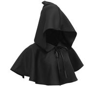 iplusmile Cowl Hat with Wear-resistant and Breathable Features Medieval Polyester Fiber Black for Adults Halloween Witch Cosplay Accessories for Dress-up Stage Costuming