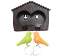iplusmile Creative Birdhouse Key Ring Holder with Yellow and Green Bird Design, Wall Mountable Abs Material, Easy Installation with Double-Sided Tapes, 2 Pieces Pack, for Home Decoration
