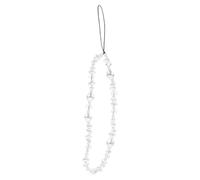 iplusmile Creative White Faux Pearl Mobile Phone Anti-lost Chain, Unique DIY Glass Beaded Hanging Strap for Smartphones, Phone Charm Decoration Suitable for Daily Use