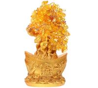 iplusmile Crystal Citrine Money Tree Sculpture 18cm Tabletop Feng Shui Ornament with Base for Home Decoration and Good Fortune Desktop Adornment