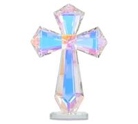 iplusmile Crystal Standing Cross Ornament - Light-Refraction Rainbow Effect for Windowsill Display - for Prayer Room, Desk, Easter, Baptism, Wedding