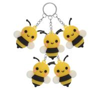 iplusmile Cute Bee Keychain Set Lightweight Bee-shaped with Pvc and Metal Material 5pcs Hanging Keyrings , Easy to Carry Decoration for Bee-themed Party Favors