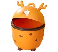 iplusmile Cute Push-top Desktop Trash Can with Lid, Small Orange Garbage Container for Home and Office, Compact Tabletop Waste Bin for Kitchen and Dormitory Use