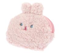 iplusmile Cute Rabbit Coin Purse Plush Mini Money Storage Bag Pink Soft Cotton Lipstick Pouch for Travel Cosmetic Makeup Organizer