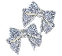 iplusmile Decorations Resin Multi-purpose Shoe Attachable for Rhinestones 2pcs Silver Bowknot Charms and Accessories Women’s Hats Handbags for Wedding and Dinner Party