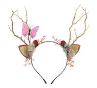 iplusmile Delicate Christmas Reindeer Antler Headband with Branches and Berries Light-up Festive Hair Accessory for Winter Theme and Color