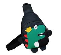 iplusmile Dinosaur Cross Body Bag Adjustable Shoulder Strap, Multi-functional Nylon Leisure Bag in Cartoon Animal Style for Daily Life and Easter, Moderate Capacity Black Pouch