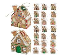 iplusmile DIY Christmas Advent Calendar Box to Fill: 24 Days Countdown Calendar Ginger Cookie House Christmas Cardboard Number Boxes for Yourself,Kids,family,24pcs