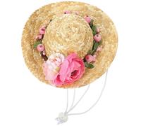 iplusmile Dog Hat for Puppies Beige Flower Shape Hawaii Style Unique Accessory for Outdoor Sun Protection and Celebrate Your Dog's Birthday