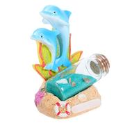 iplusmile Dolphin Drift Bottle with Sand and Seashell Coastal Sculpture for Home Office Desk Decor Unique Ornament for Fish Tank Landscape