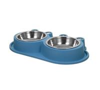 iplusmile Double Dog Bowl for Cats and Kittens with Non-slip Base and Moat Design, Blue Pp Material Pet Food Bowl Suitable for Mealtime and Outdoor Use, Easy to Clean Cat Feeding Dish