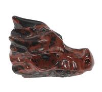 iplusmile Dragon Head Carved Crystal Skull Red Obsidian Desktop Ornament for Home Office Decoration