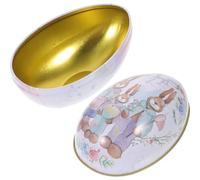 iplusmile Easter Egg Shaped Tin Candy Box Medium Size Metal Storage Container Easter Treats Holder Holiday Party Favor Decorative Storage