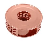 iplusmile Elegant Rose Gold Stainless Steel Teapot Heating Base with Hollow Candle Holder Fast Heating Tea Warmer for Home Office Convenient Single Cup Water Heater