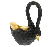 iplusmile Elegant Swan Shaped Resin Key Holder Organizer with Decorative Tray Lovely Jewelry and Earring Storage Plate for Entryway Vanity Table Dresser Living Room Black Nordic Style