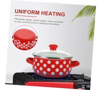 iplusmile Enamel Mini Soup Pot with Lid Cooking Pots for Home Dormitory Office Use Easy Clean Milk Pan and Stockpot Trio Red Base with White Dots Versatile for Various Dishes