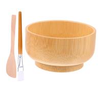 iplusmile Facial Mask Bowl Set with Brush and Spatula Portable Wood DIY Mask Tool Kit for Home Use Tear Resistant Khaki Mixing Bowl for Gift Giving