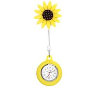 iplusmile Fashion Nurse Hanging Pocket Watch with Retractable Cord Cute Sunflower Design Easy to Read Numbers Lightweight Pendant for Nurses Students and Medical Staff Gift