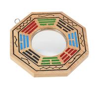 iplusmile Feng Shui Wood Material Hanging Ornament for Home Decor Bagua Mirror with Evil Spirit Exorcism Function Fine Workmanship, Retro Style, for Daily Life and Holiday Decoration