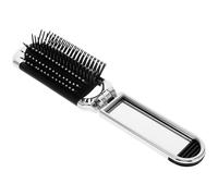 iplusmile Foldable Padded Comb with Mirror Portable Mini Travel Hairbrush for Women Silver Small Pocket Brush for On-the-go Hair Styling