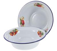 iplusmile Food Basins Enameled Bowls Vintage Enamel 2pcs with Thickened Material and Anti-Skid Design, White and Beating Eggs for Kitchen Supplies