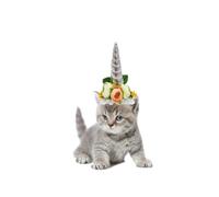 iplusmile Funny Silver Unicorn Pet Hat for Cats and Dogs, Cloth Material with Adorable Design, for Masquerade and Birthday Parties, Pet Cosplay Accessory