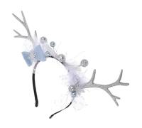iplusmile Glitter Snowflake Reindeer Antlers Headband with Blue Bow Christmas Hair Accessory for Women and Festive Holiday Party Decoration for Xmas Photos and Family Gatherings