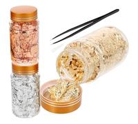iplusmile Gold Foil Flakes Nail Art Decorations with Tweezer, Easy Application Imitation Gold Leaf for Artificial Nails, for DIY Theme Holiday Parties and Manicure Ornament