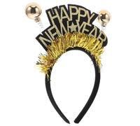 iplusmile Golden Happy New Year Headband Adorned Sparkling Tinsel, Lightweight Eva and Iron Wire Party Favor for 2025 New Years Eve Celebration and Photo Accessories