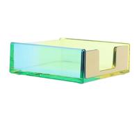 iplusmile Gradient Acrylic Memo Notepad Holder with Built in Dispenser Stylish Desk Storage Organizer Box for Note Papers Paperclip Holders for Office and Home Use Blue Yellow Color