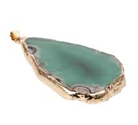 iplusmile Green Agate Slice Pendant with Gold Edge Wind Chime Agate Jewelry Making Charm for DIY Ornaments Suitable for Female Presents and Craft Projects