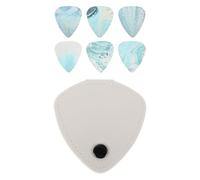 iplusmile Guitar Pick Holder Case with White Pu Leather Pouch, Acoustic Electric Guitar Picks Set with 3 Thicknesses Blue Ocean Style, Rock Plectrum Storage for Home and Stage Use