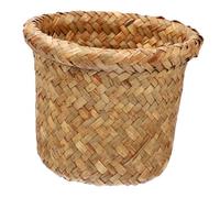 iplusmile Handwoven Sea Grass Trash Bucket with Smooth Rounded Edges Multi Use Storage and Waste Basket for Home Kitchen and Office Orange Practical Decor