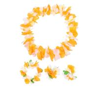 iplusmile Hawaiian Leis Lightweight Cloth Party Garland Decorations for Summer Luau Beach Birthday Holiday Accessories Orange White Four Wreaths