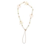 iplusmile Heart Beads Phone Lanyard Acrylic Mobile Charm with Anti-lost Function for Mobile Phone and Camera, Suitable for Valentine’s Day, Stylish White Beaded Wrist Strap and Women